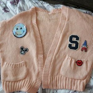 Sequin patch cardigan